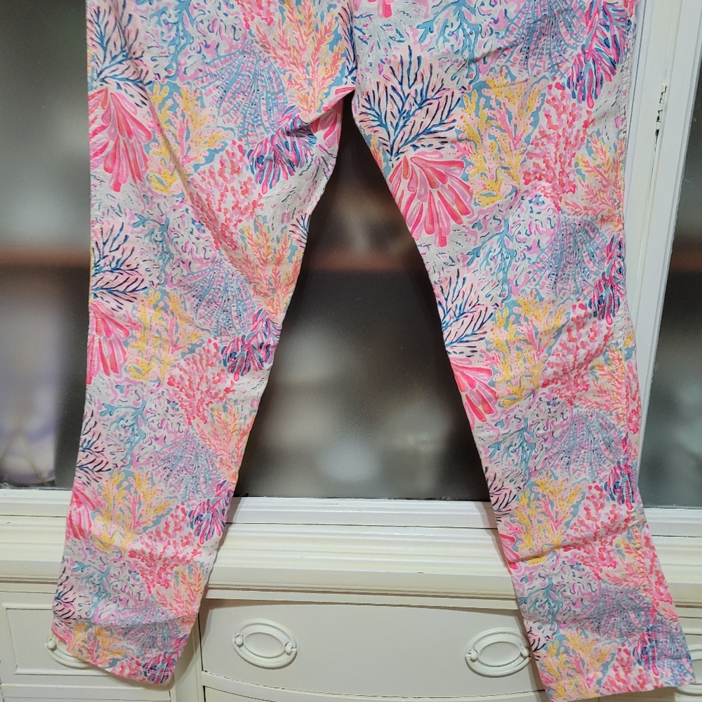 Lilly Pulitzer Splendor In The Sand 100% Linen Emora Pants Sz 00 - Picture 10 of 13